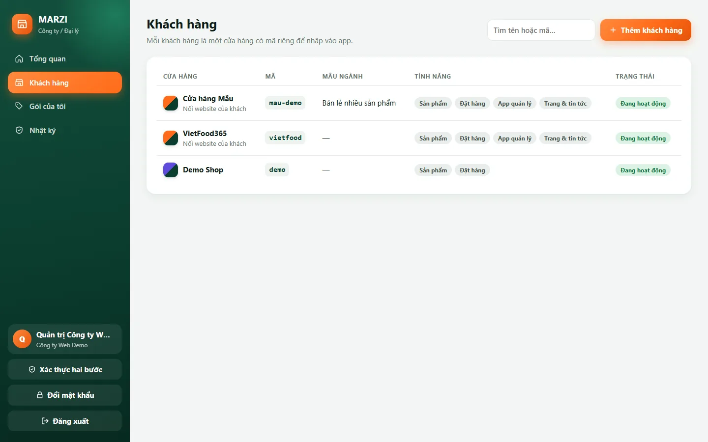 Danh sách khách hàng