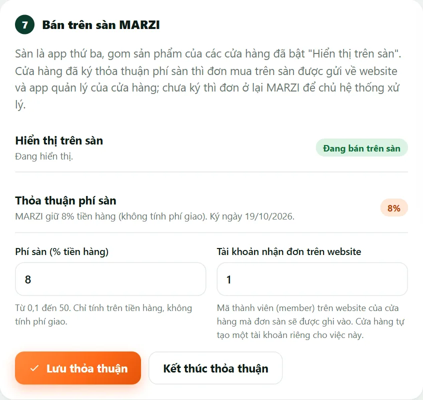 Thẻ Bán trên sàn MARZI