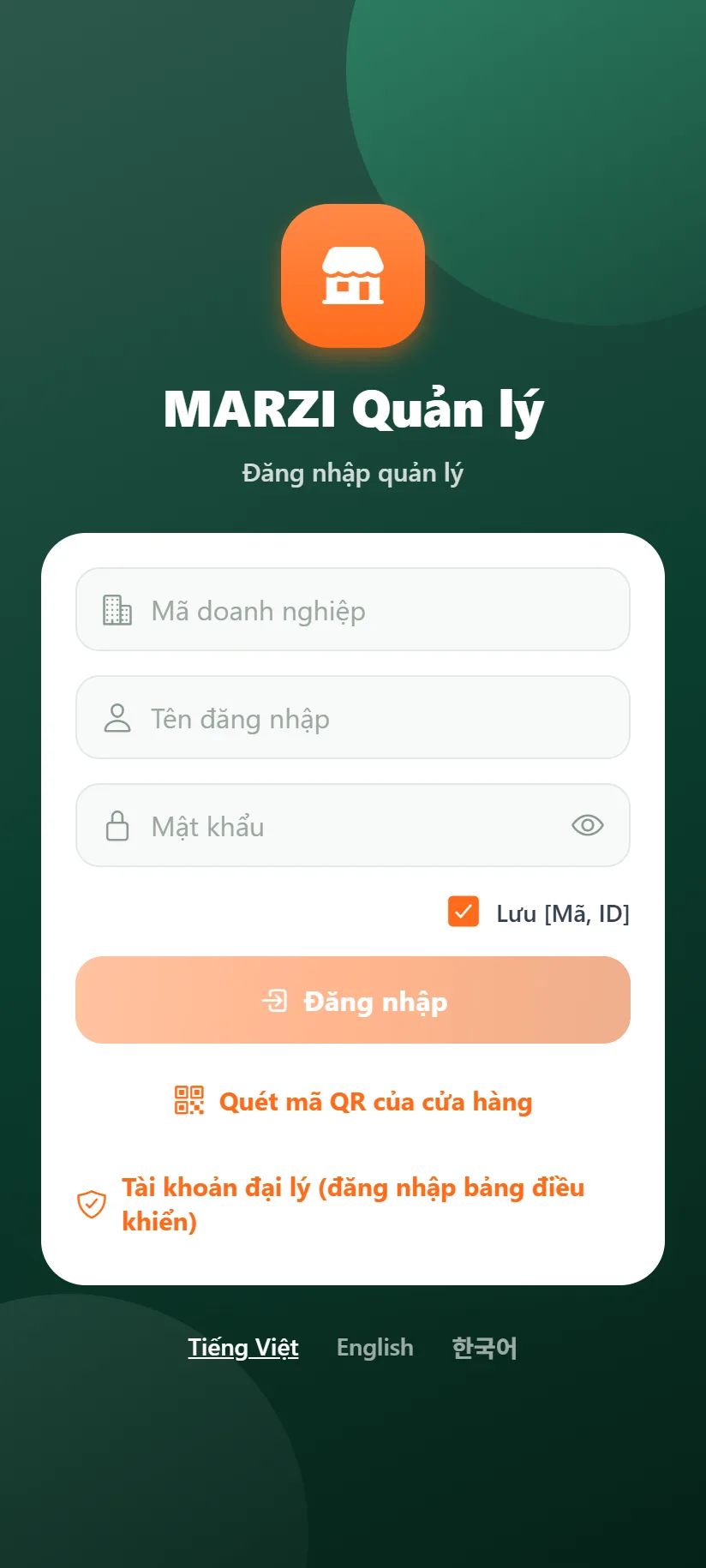 Màn đăng nhập quản lý
