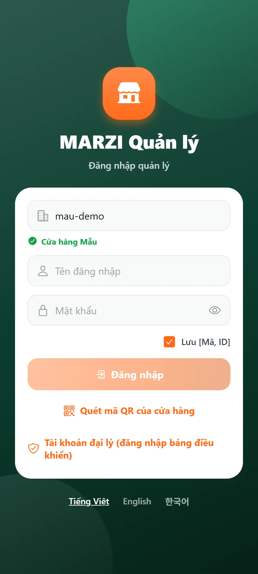 Mã doanh nghiệp đã được điền sẵn